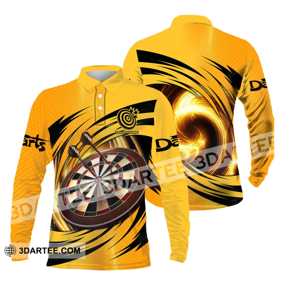 Unisex Shirt - Custom Text Golden Darts Sport Long Sleeve Polo / S T-Shirt