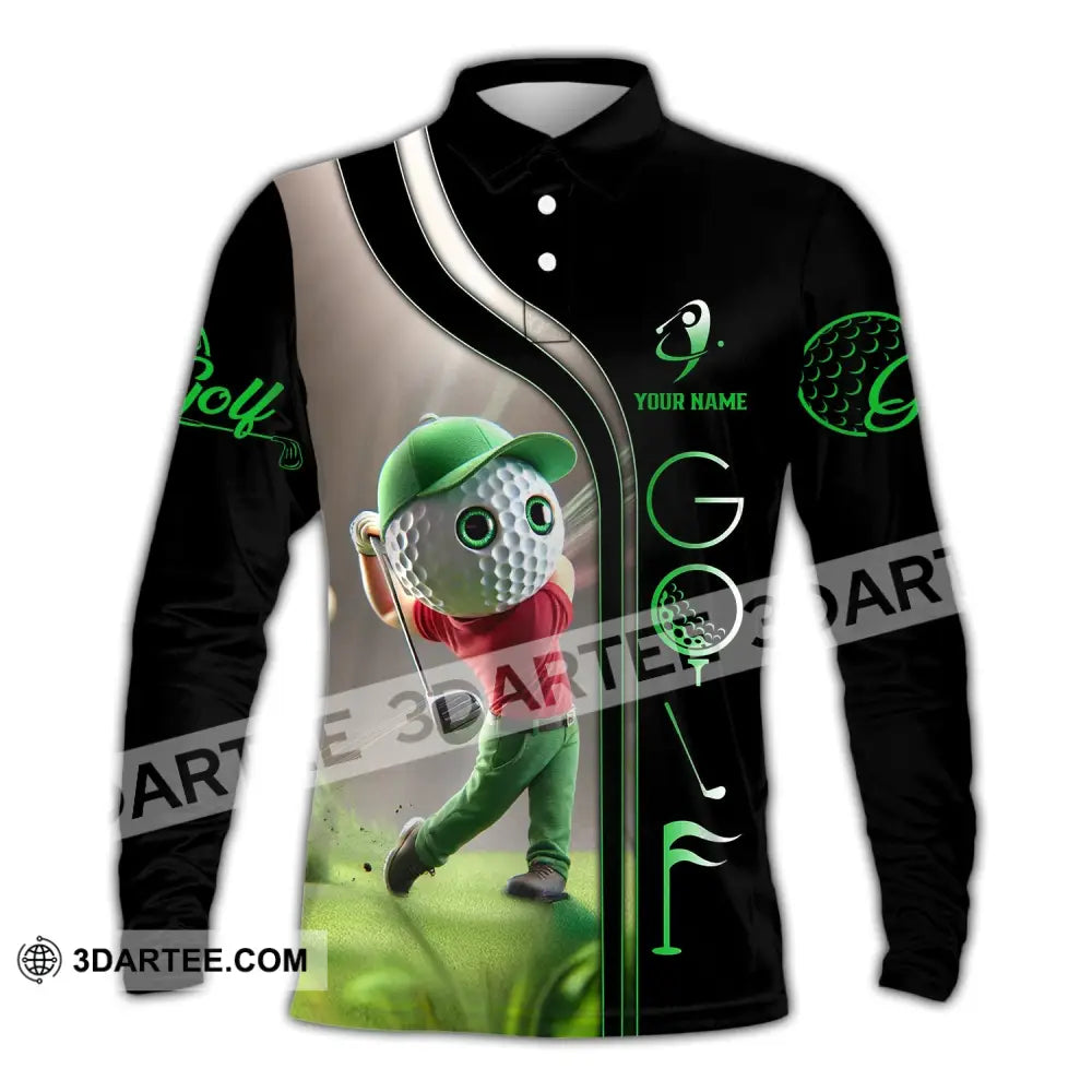 Unisex Shirt - Custom Text Golf Man Long Sleeve Polo / S T-Shirt