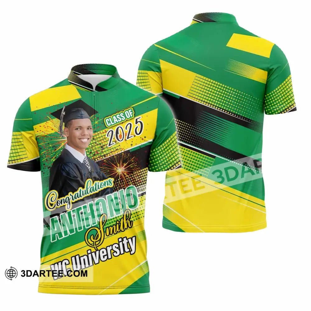 Unisex Shirt - Custom Text Shirt Graduation Shirt Zipper Polo Shirt / S T-shirt