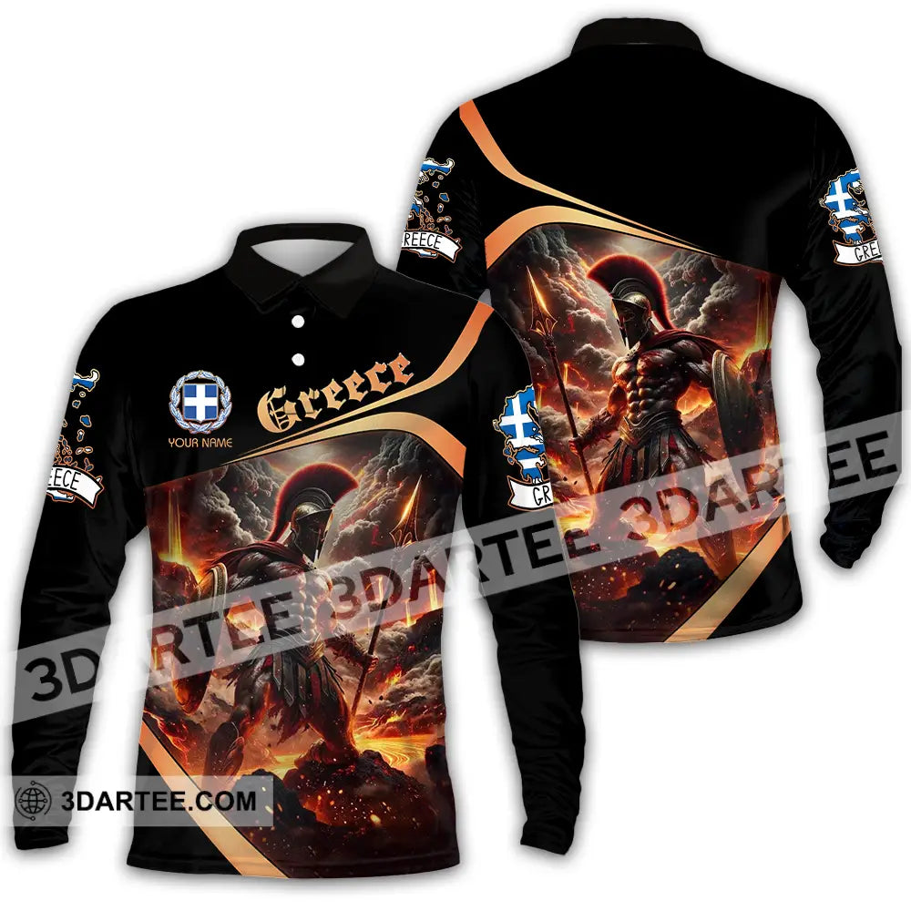 Unisex Shirt - Custom Text Greece Long Sleeve Polo / S T-Shirt