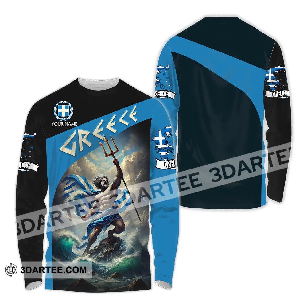 Unisex Shirt - Custom Text Greece Long Sleeve / S T-Shirt