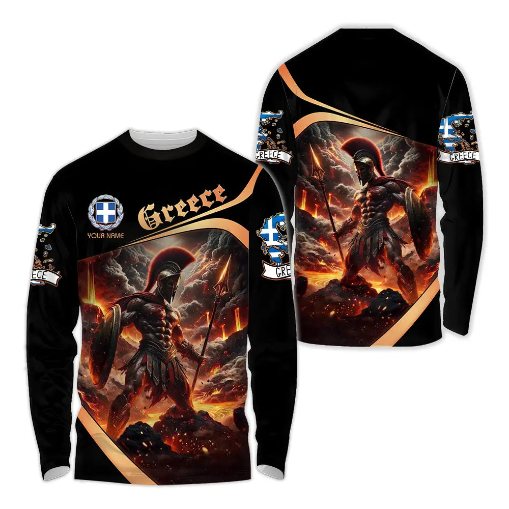 Unisex Shirt - Custom Text Greece Long Sleeve / S T-Shirt