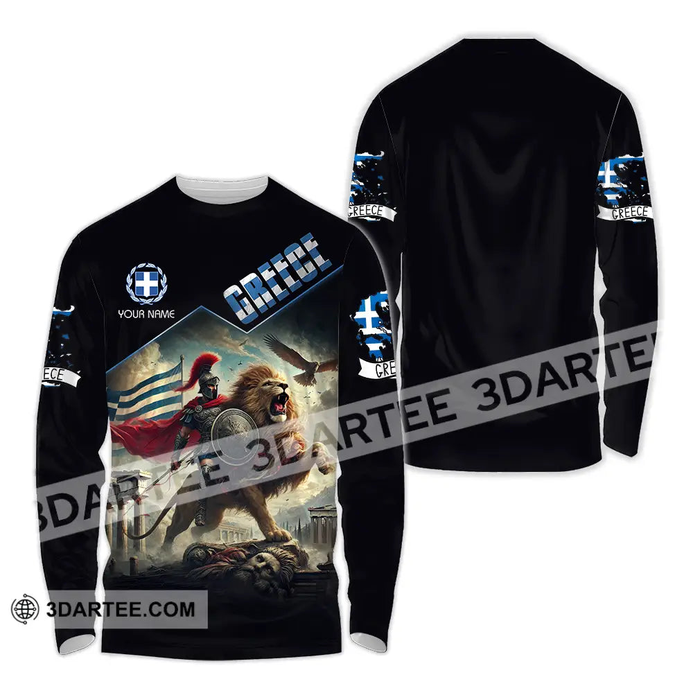 Unisex Shirt - Custom Text Greece Long Sleeve / S T-Shirt