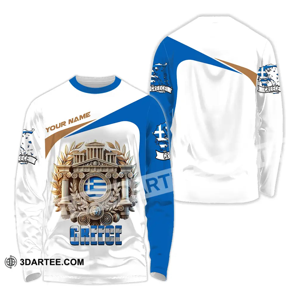 Unisex Shirt - Custom Text Greece Long Sleeve / S T-Shirt