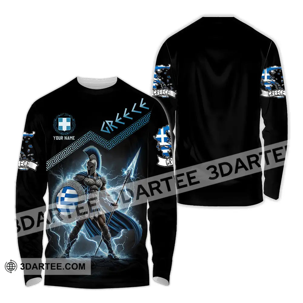 Unisex Shirt - Custom Text Greece Long Sleeve / S T-Shirt