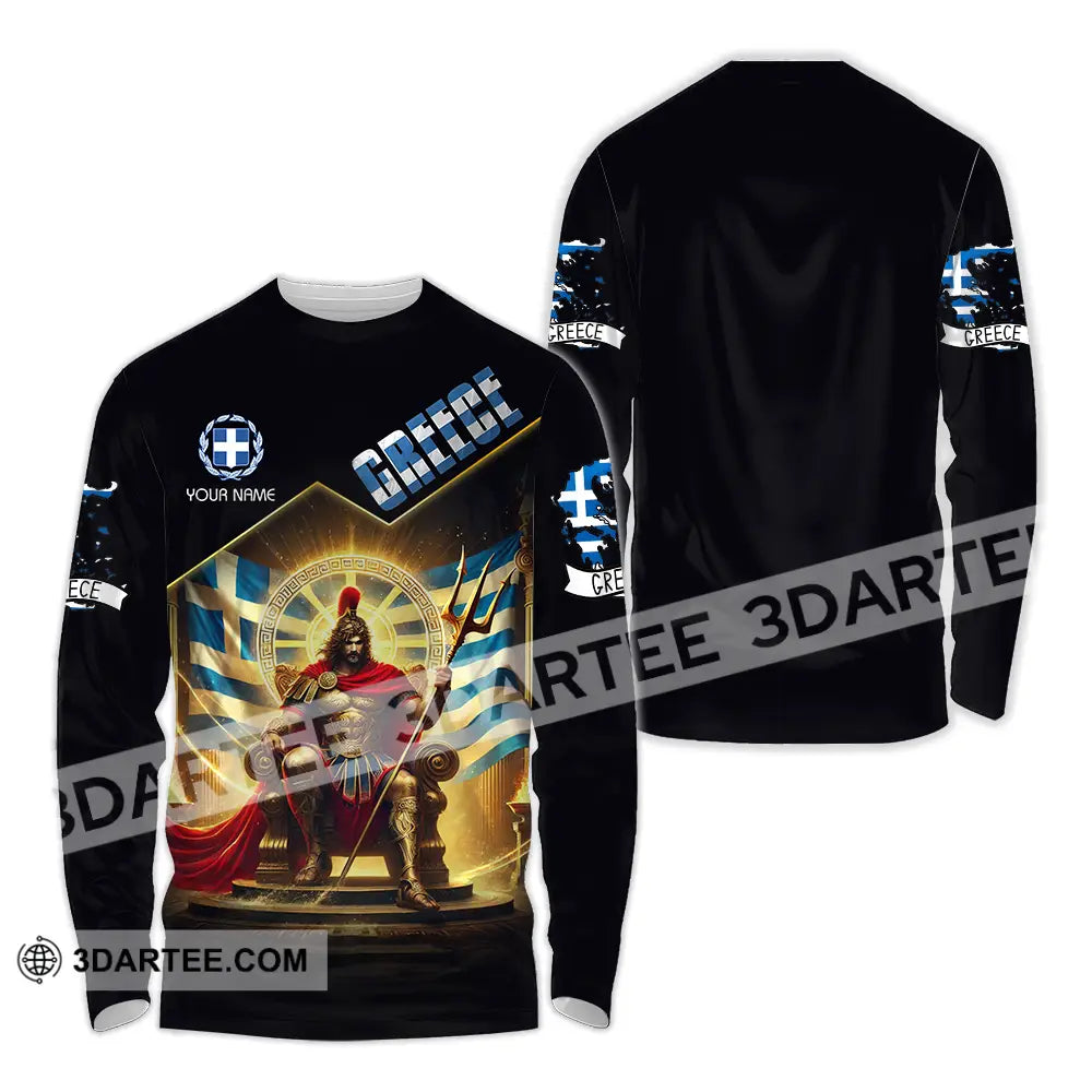 Unisex Shirt - Custom Text Greece Long Sleeve / S T-Shirt