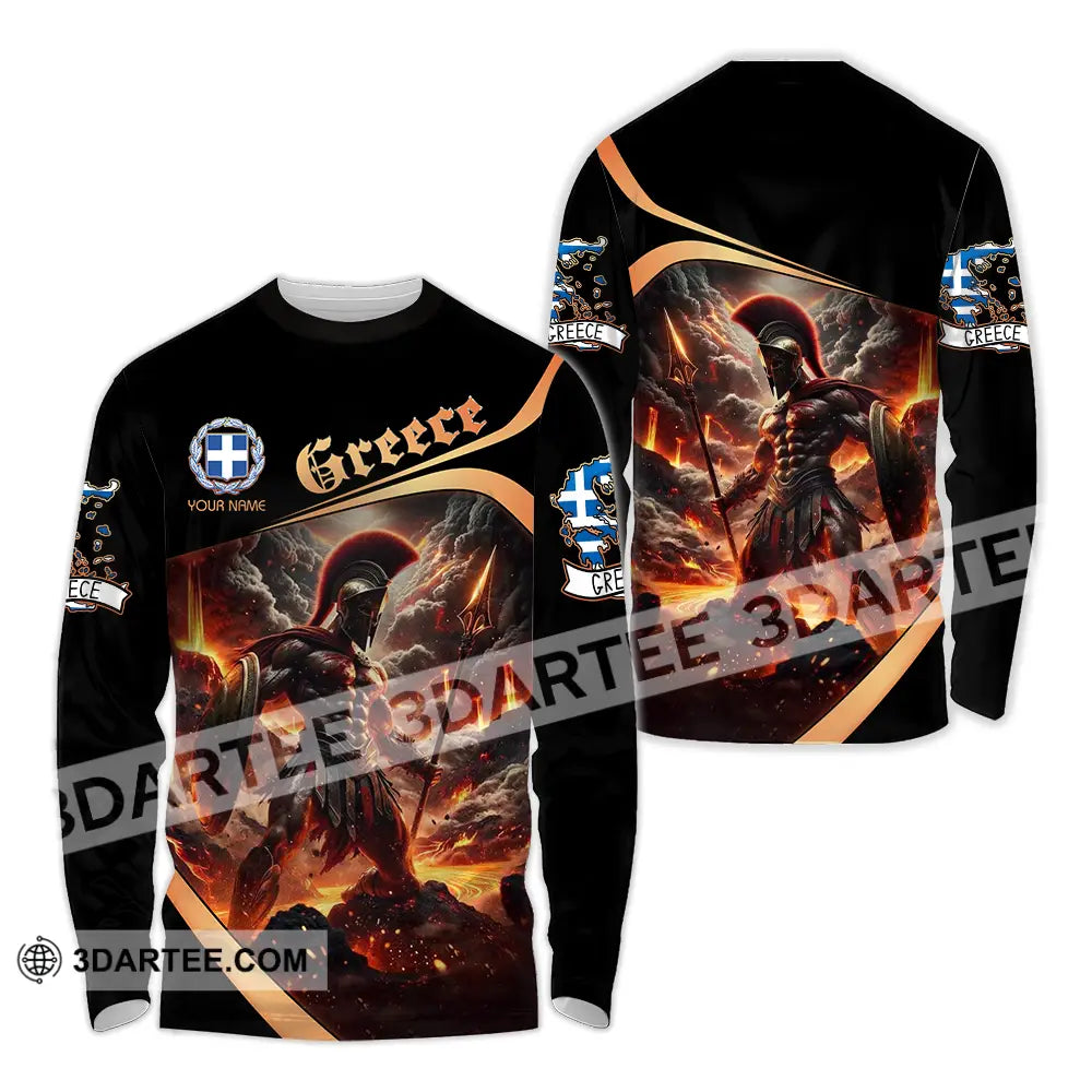 Unisex Shirt - Custom Text Greece Long Sleeve / S T-Shirt