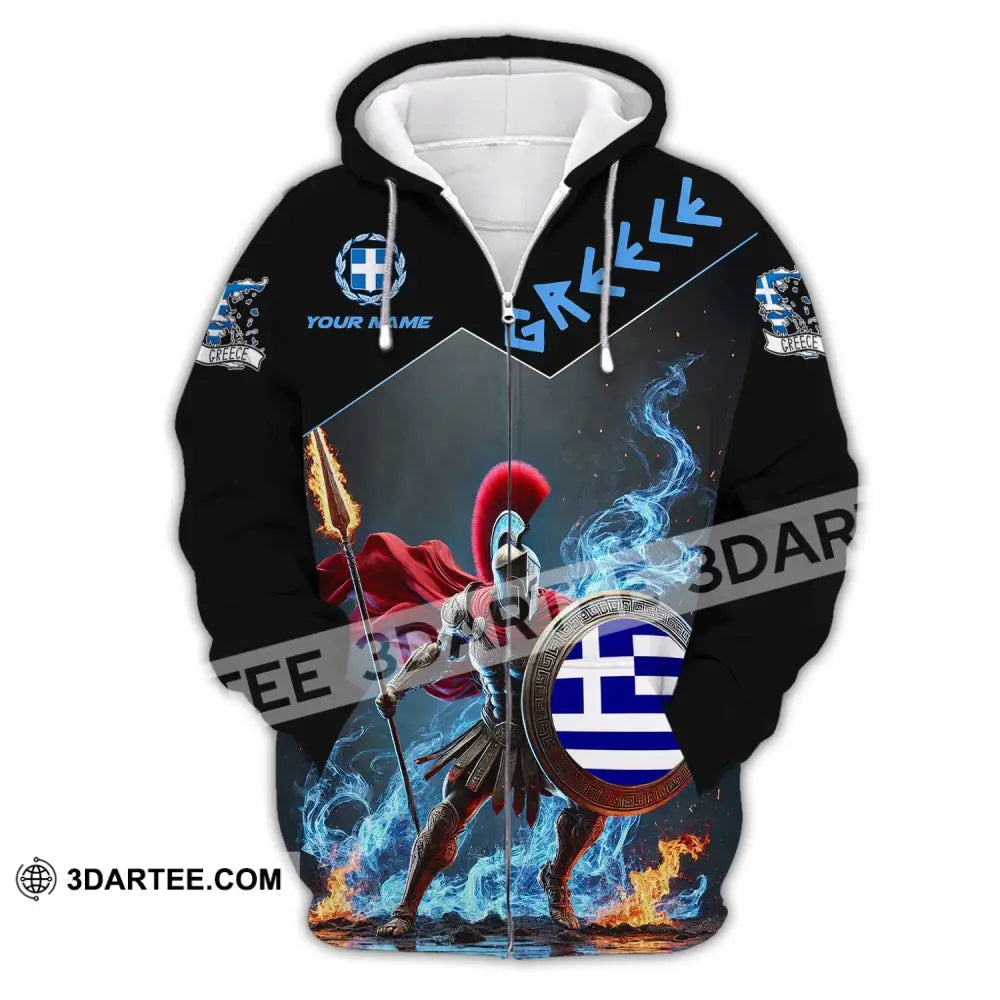 Unisex Shirt - Custom Text Greece Zipper Hoodie / S T-Shirt