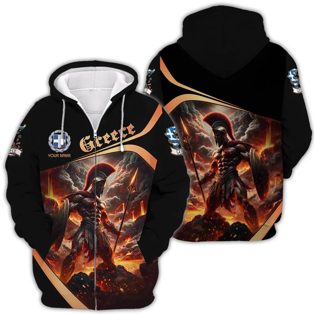 Unisex Shirt - Custom Text Greece Zipper Hoodie / S T-Shirt