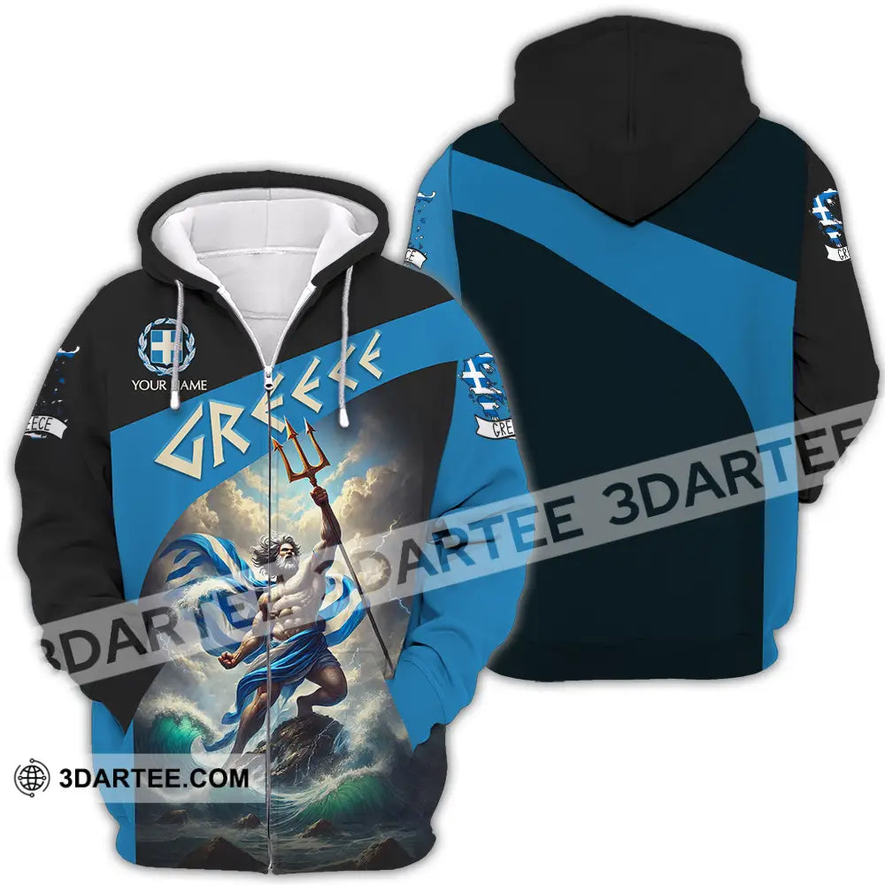 Unisex Shirt - Custom Text Greece Zipper Hoodie / S T-Shirt