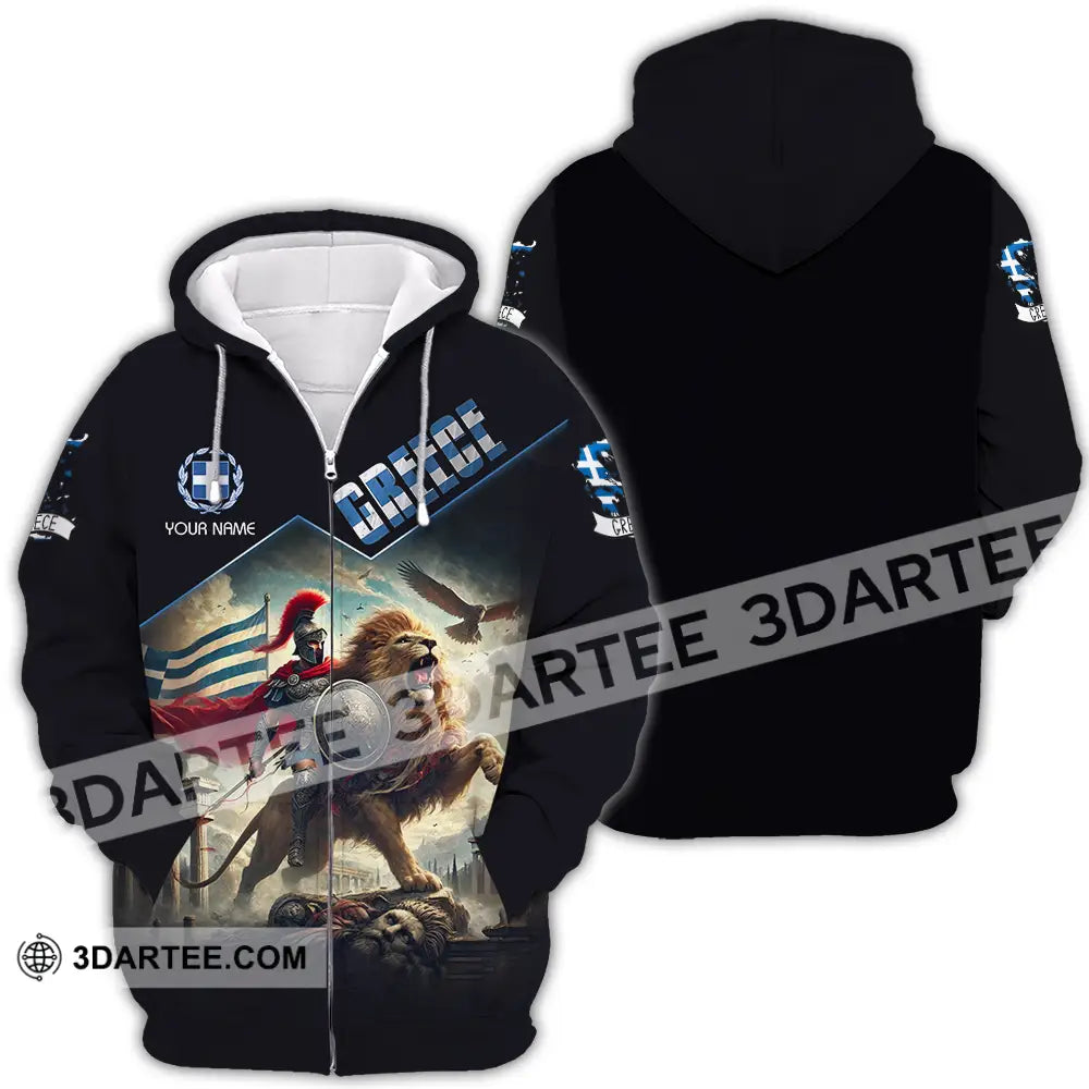 Unisex Shirt - Custom Text Greece Zipper Hoodie / S T-Shirt