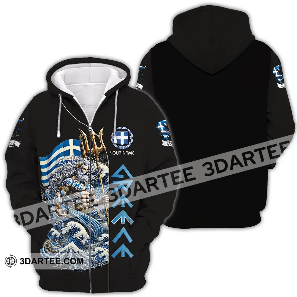 Unisex Shirt - Custom Text Greece Zipper Hoodie / S T-Shirt