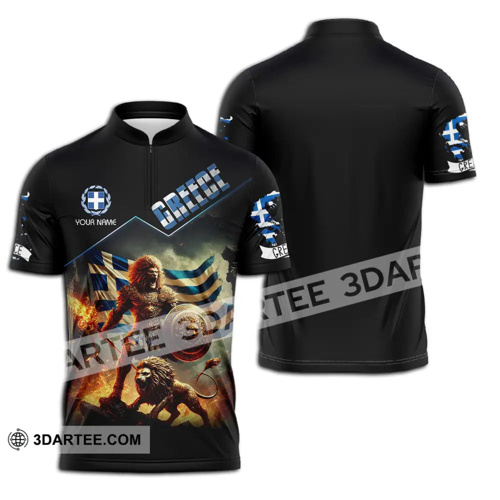 Unisex Shirt - Custom Text Greece Zipper Polo / S T-Shirt