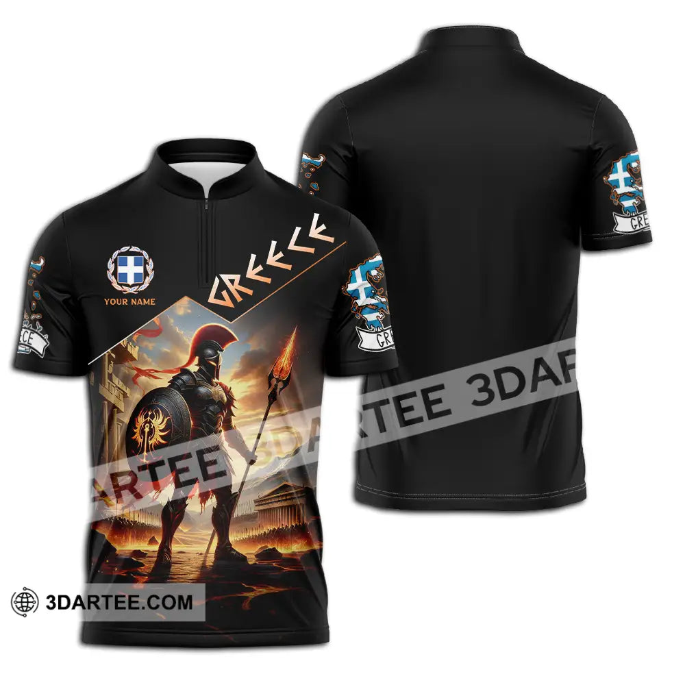 Unisex Shirt - Custom Text Greece Zipper Polo / S T-Shirt