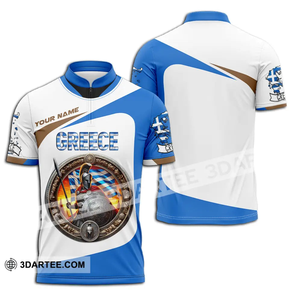 Unisex Shirt - Custom Text Greece Zipper Polo / S T-Shirt