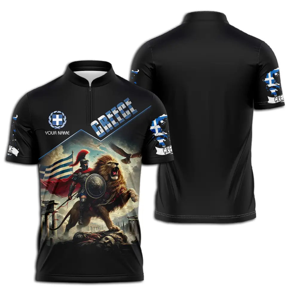 Unisex Shirt - Custom Text Greece Zipper Polo / S T-Shirt