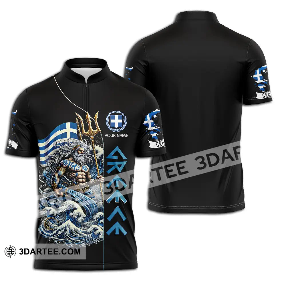Unisex Shirt - Custom Text Greece Zipper Polo / S T-Shirt
