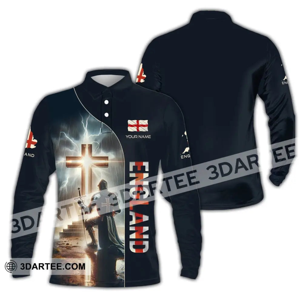 Unisex Shirt - Custom Text Shirt Guardian Of England Long Sleeve Polo / S T-shirt