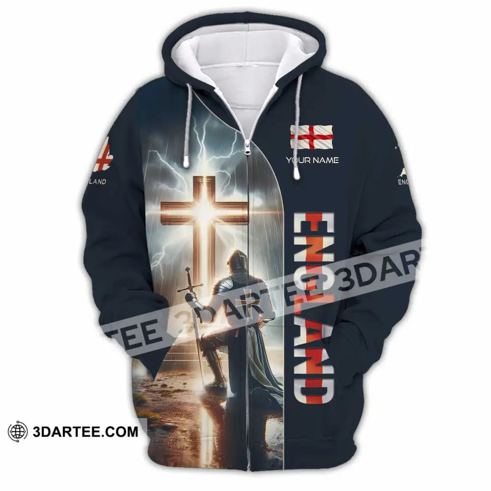 Unisex Shirt - Custom Text Shirt Guardian Of England Zipper Hoodie / S T-shirt