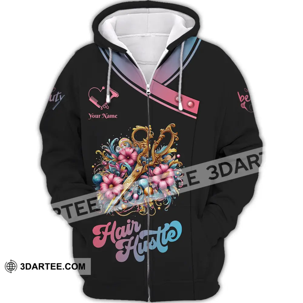 Unisex Shirt - Custom Text Hair Hustle Shirt Zipper Hoodie / S T-shirt