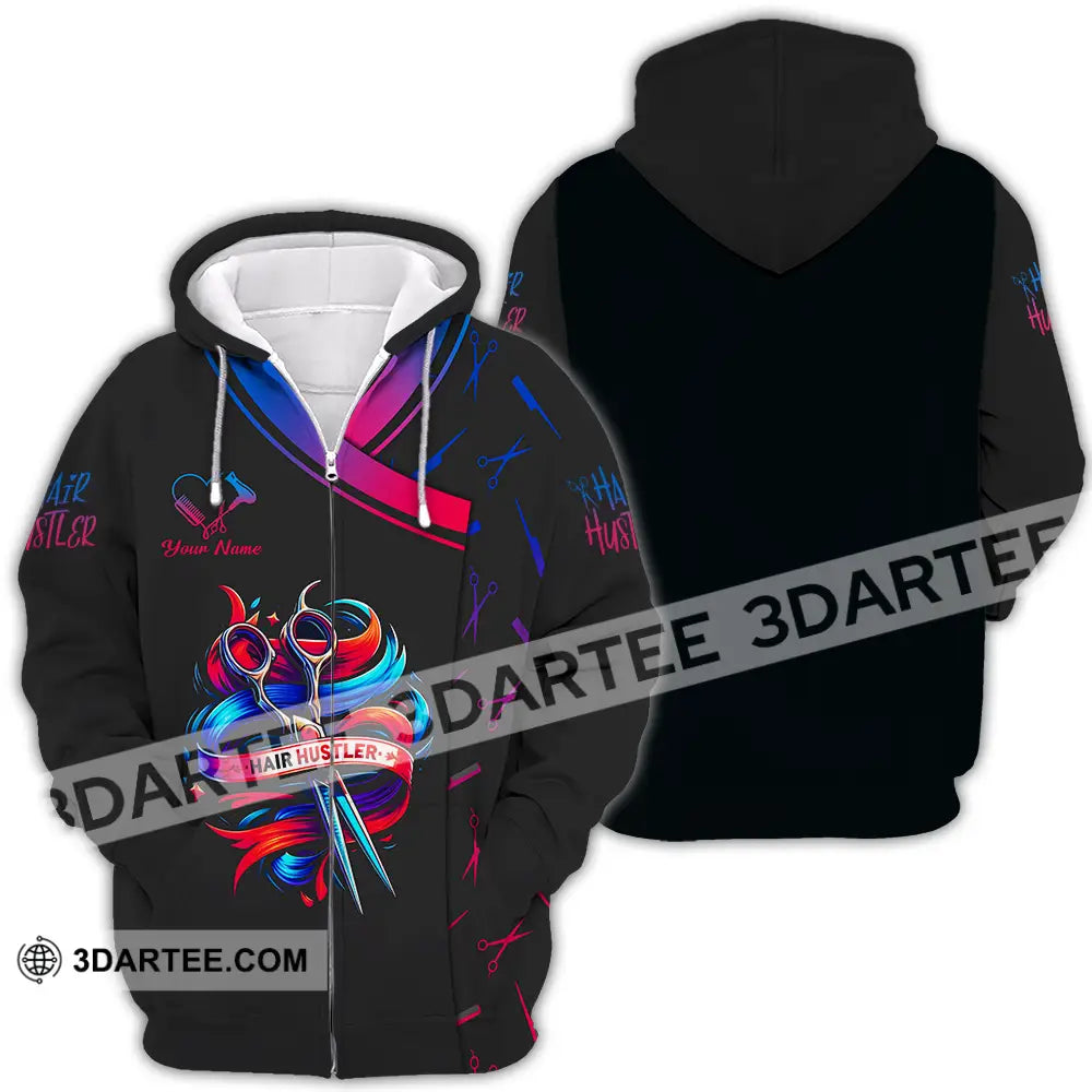 Unisex Shirt - Custom Text Hair Hustler Zipper Hoodie / S T-Shirt