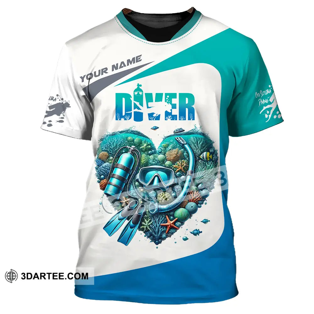 Unisex Shirt - Custom Text Heart Of Diver T-Shirt / S T-Shirt