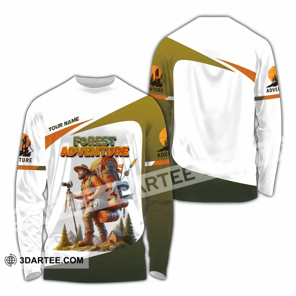Unisex Shirt - Custom Text Shirt Hiking Forest Adventure Long Sleeve Shirt / S T-shirt