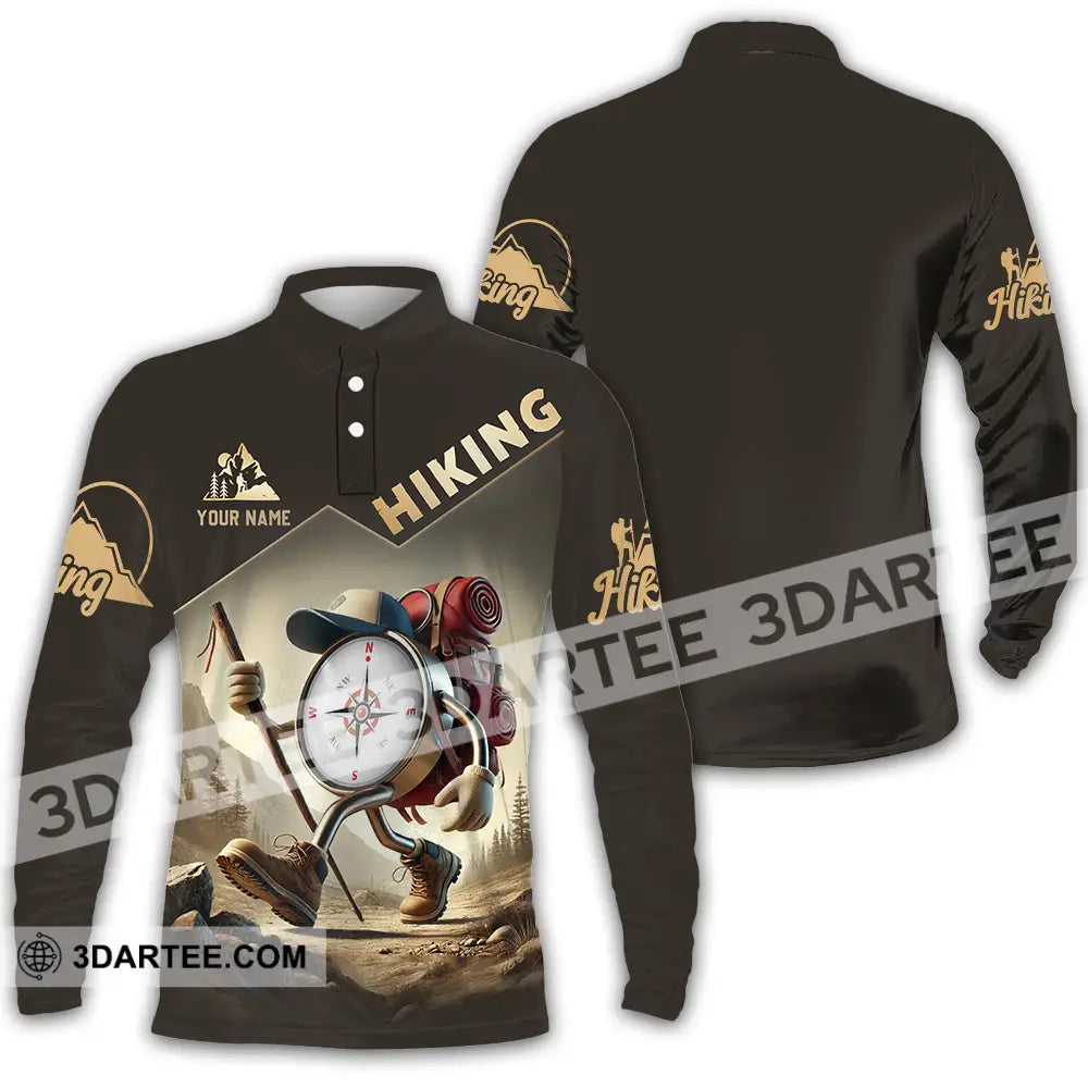 Unisex Shirt - Custom Text Shirt Hiking Shirt Long Sleeve Polo / S T-shirt