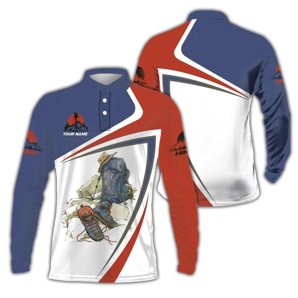 Unisex Shirt - Custom Text Shirt Hiking Lover Long Sleeve Polo / S T-shirt