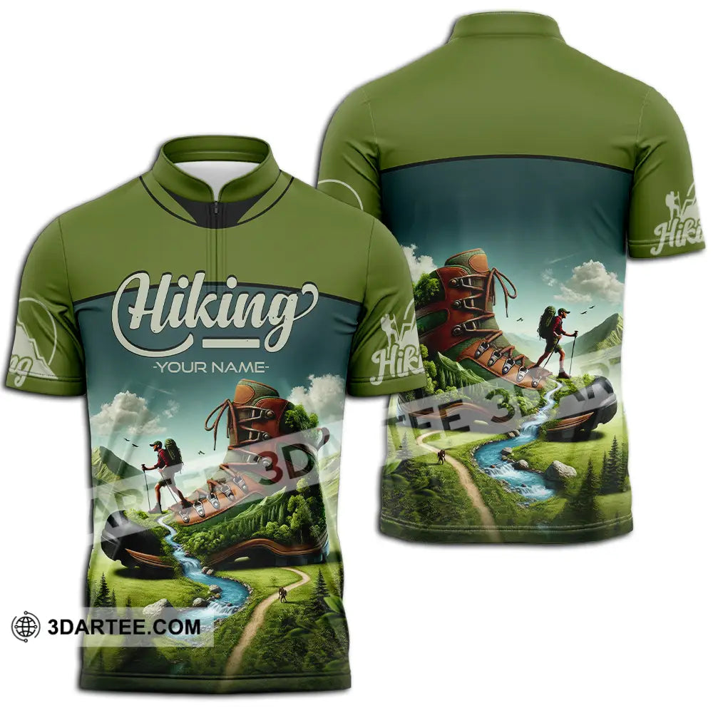 Unisex Shirt - Custom Text Shirt Hiking Shirt Zipper Polo Shirt / S T-shirt