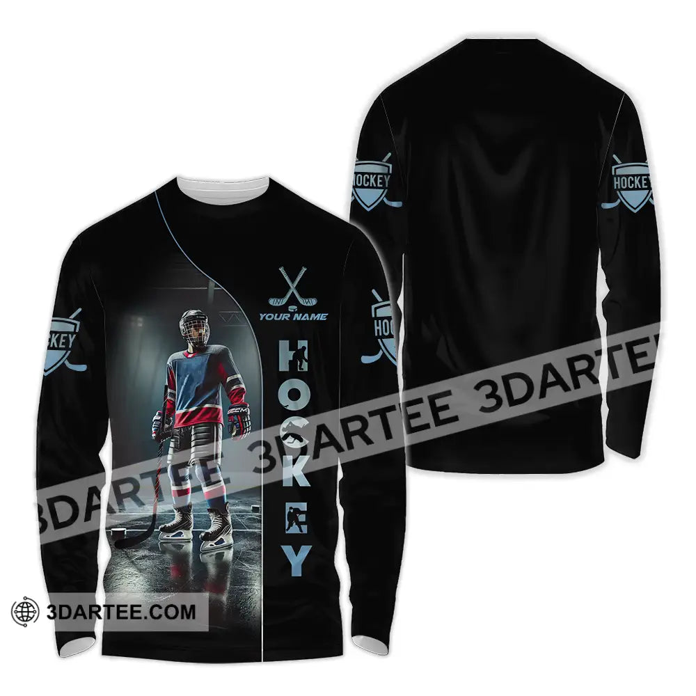 Unisex Shirt - Custom Text Hockey Long Sleeve / S T-Shirt