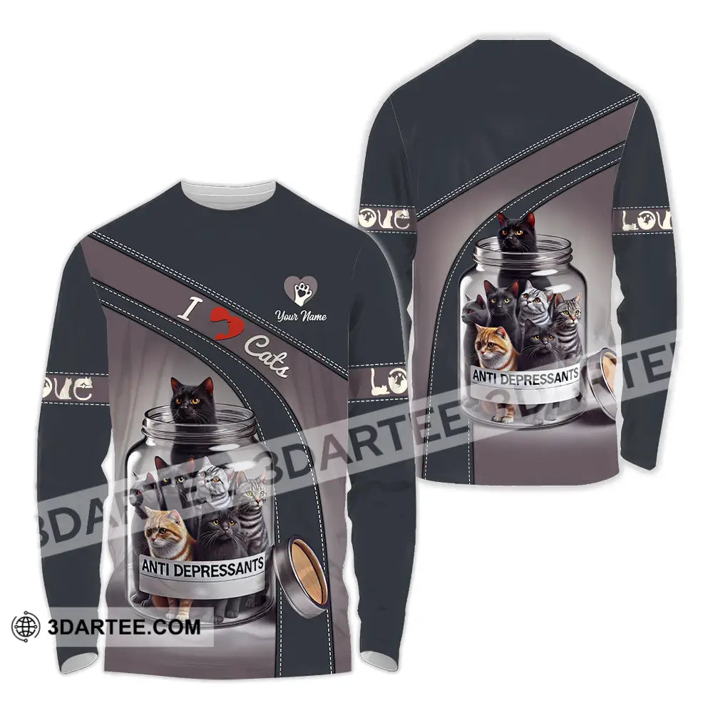 Unisex Shirt - Custom Text Shirt I Love Cat Shirt Long Sleeve Shirt / S T-shirt