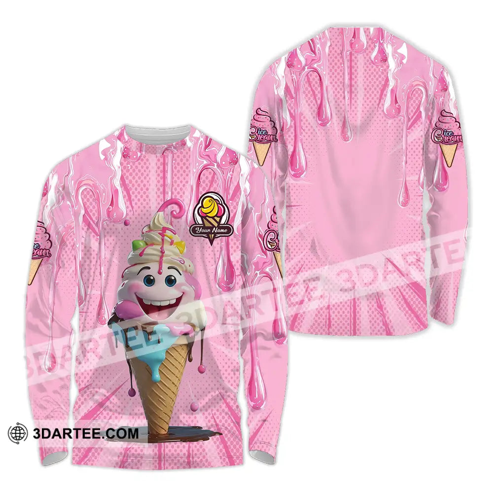 Unisex Shirt - Custom Text Shirt Ice Cream Long Sleeve Shirt / S T-shirt