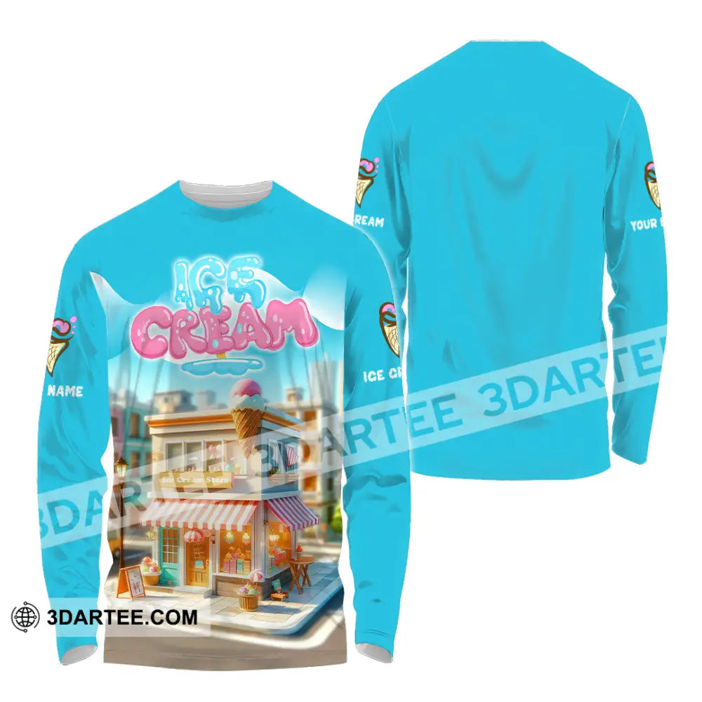 Unisex Shirt - Custom Text Ice Cream Long Sleeve / S T-Shirt