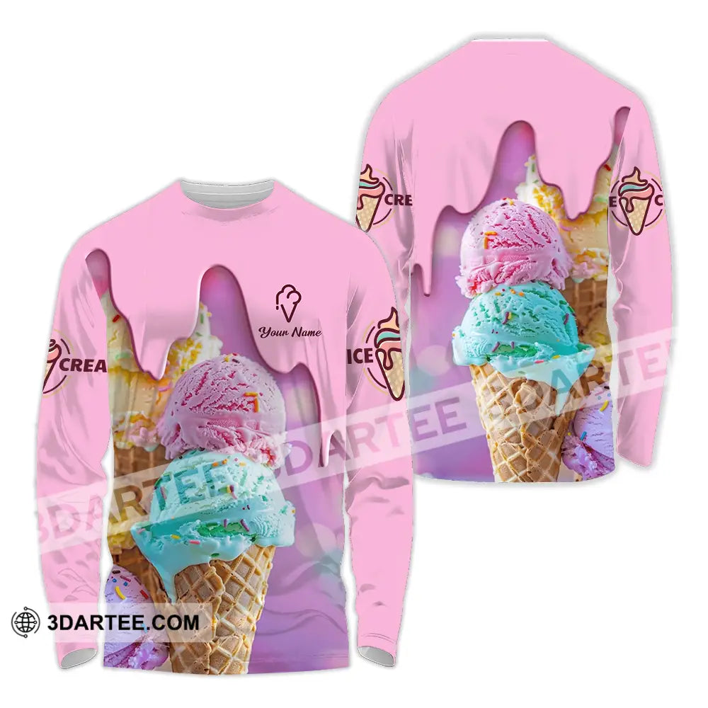 Unisex Shirt - Custom Text Shirt Ice Cream Shirt Long Sleeve Shirt / S T-shirt