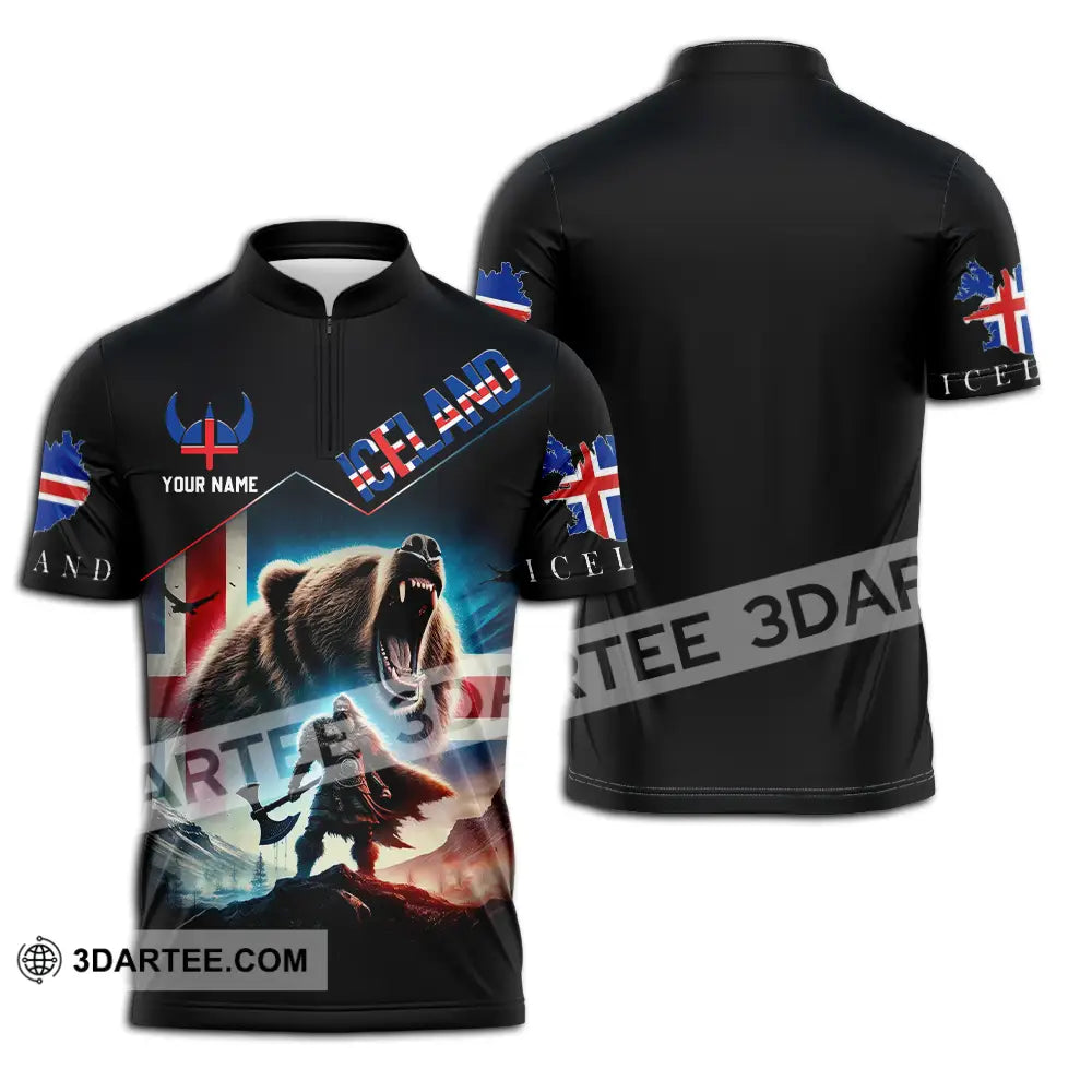 Unisex Shirt - Custom Text Iceland Zipper Polo / S T-Shirt