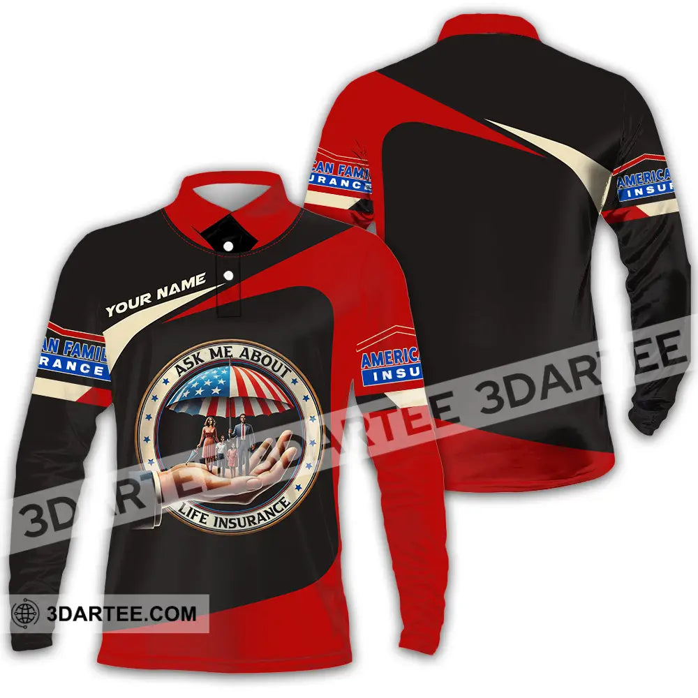 Unisex Shirt - Custom Text Insurance America Long Sleeve Polo / S T-Shirt