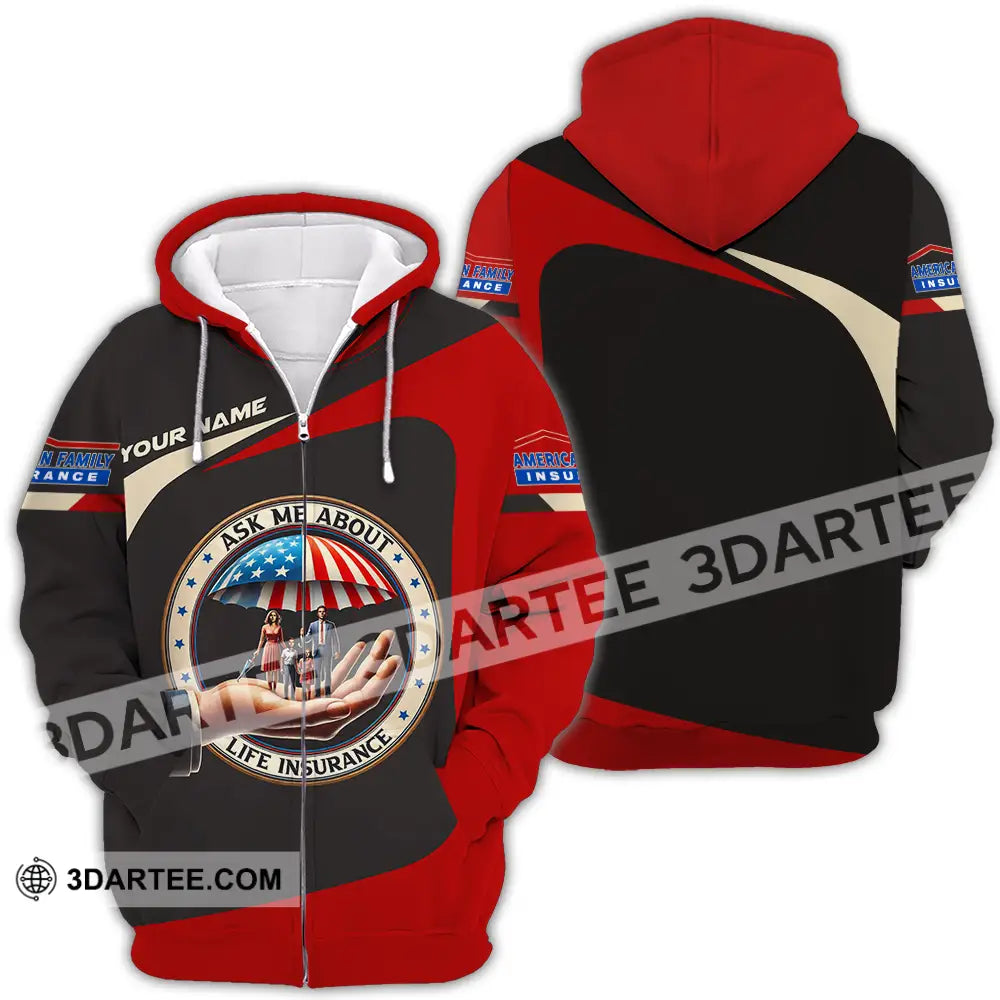 Unisex Shirt - Custom Text Insurance America Zipper Hoodie / S T-Shirt