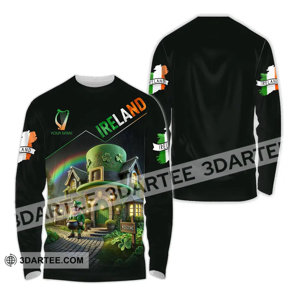 Unisex Shirt - Custom Text Ireland Long Sleeve / S T-Shirt