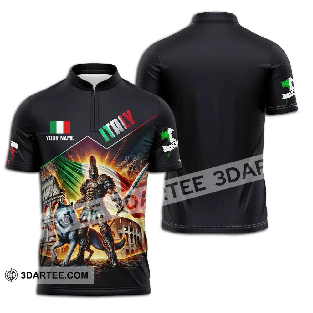 Unisex Shirt - Custom Text Shirt Italy Shirt Zipper Polo Shirt / S T-shirt