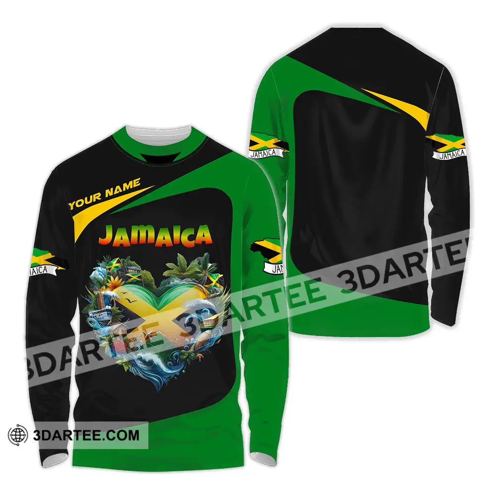 Unisex Shirt - Custom Text Jamaica Long Sleeve / S T-Shirt