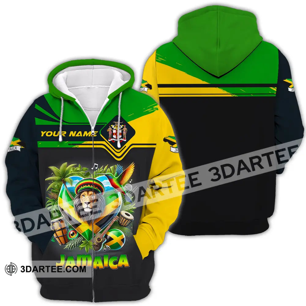 Unisex Shirt - Custom Text Jamaica Zipper Hoodie / S T-Shirt