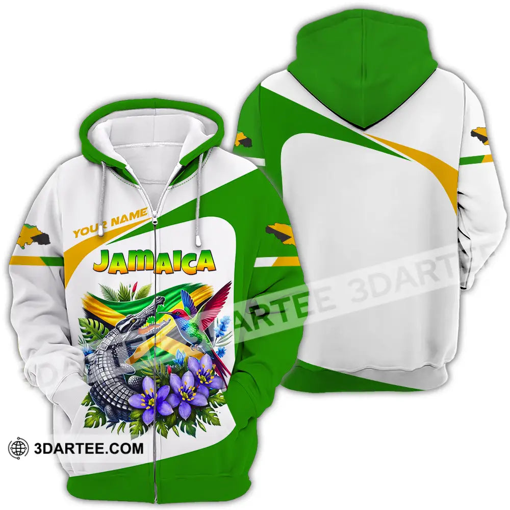 Unisex Shirt - Custom Text Jamaica Zipper Hoodie / S T-Shirt