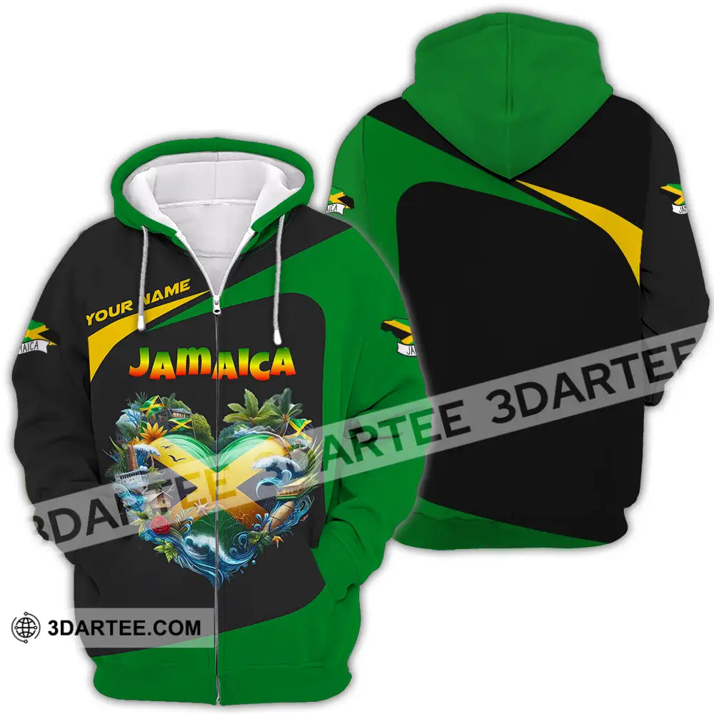 Unisex Shirt - Custom Text Jamaica Zipper Hoodie / S T-Shirt