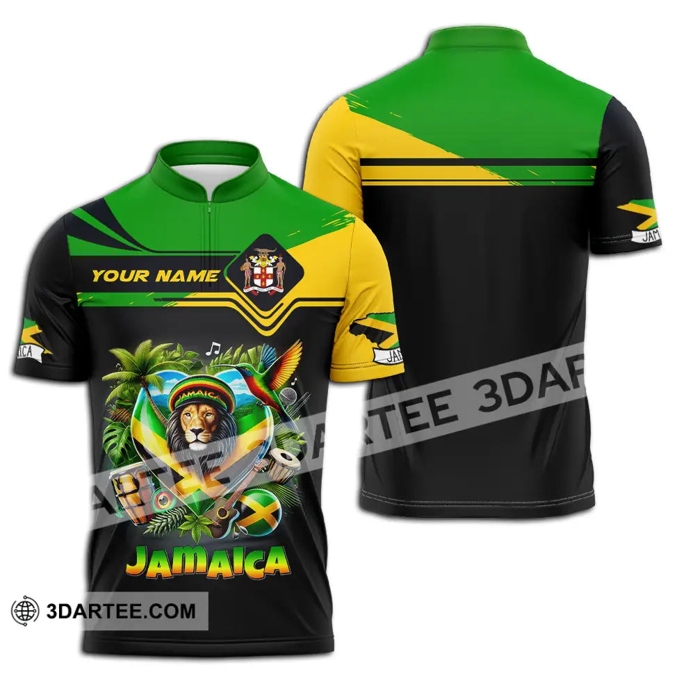 Unisex Shirt - Custom Text Jamaica Zipper Polo / S T-Shirt