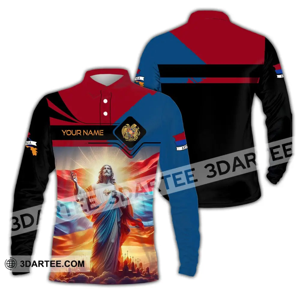 Unisex Shirt - Custom Text Shirt Jesus Armenia Long Sleeve Polo / S T-shirt