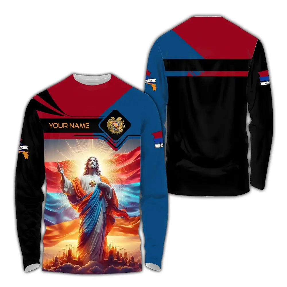Unisex Shirt - Custom Text Shirt Jesus Armenia Long Sleeve Shirt / S T-shirt