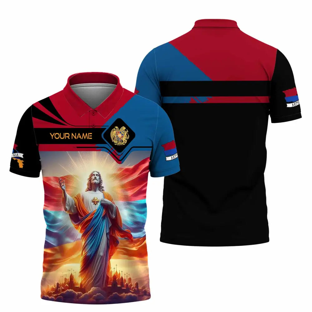 Unisex Shirt - Custom Text Shirt Jesus Armenia Polo Shirt / S T-shirt