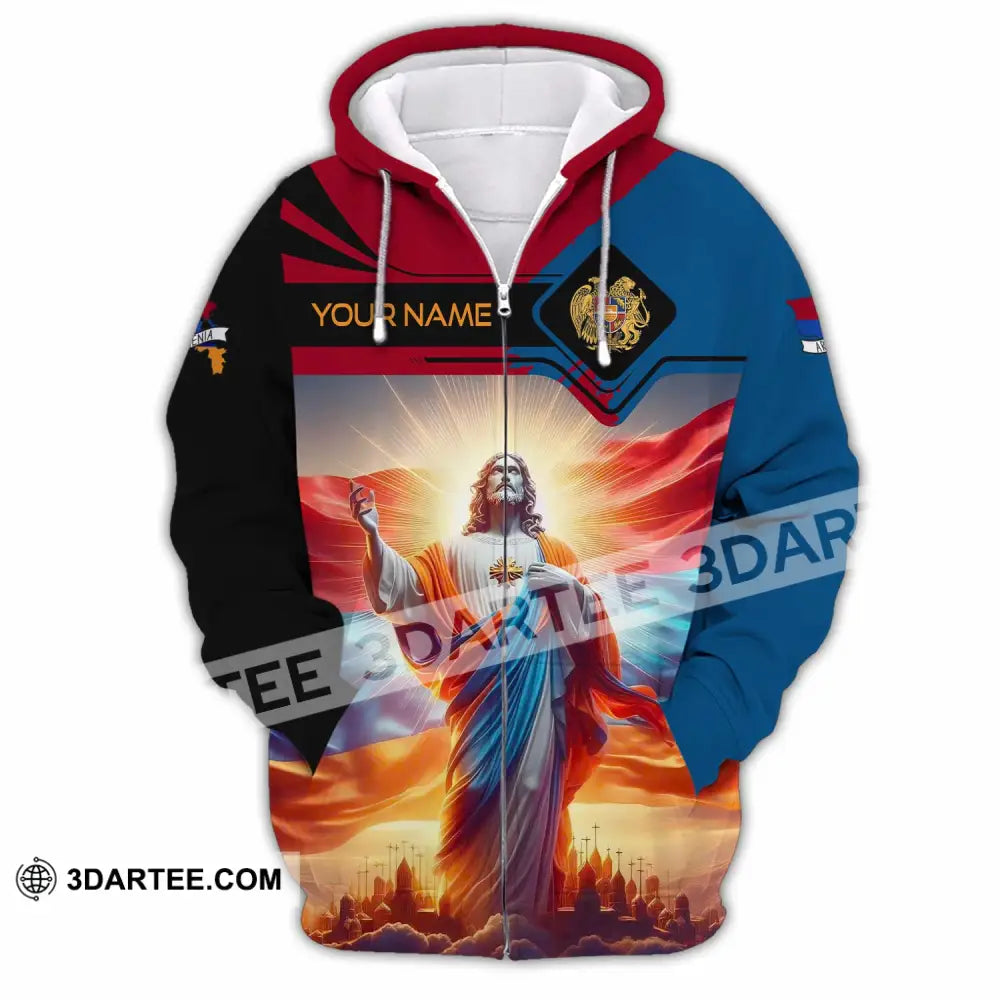 Unisex Shirt - Custom Text Shirt Jesus Armenia Zipper Hoodie / S T-shirt