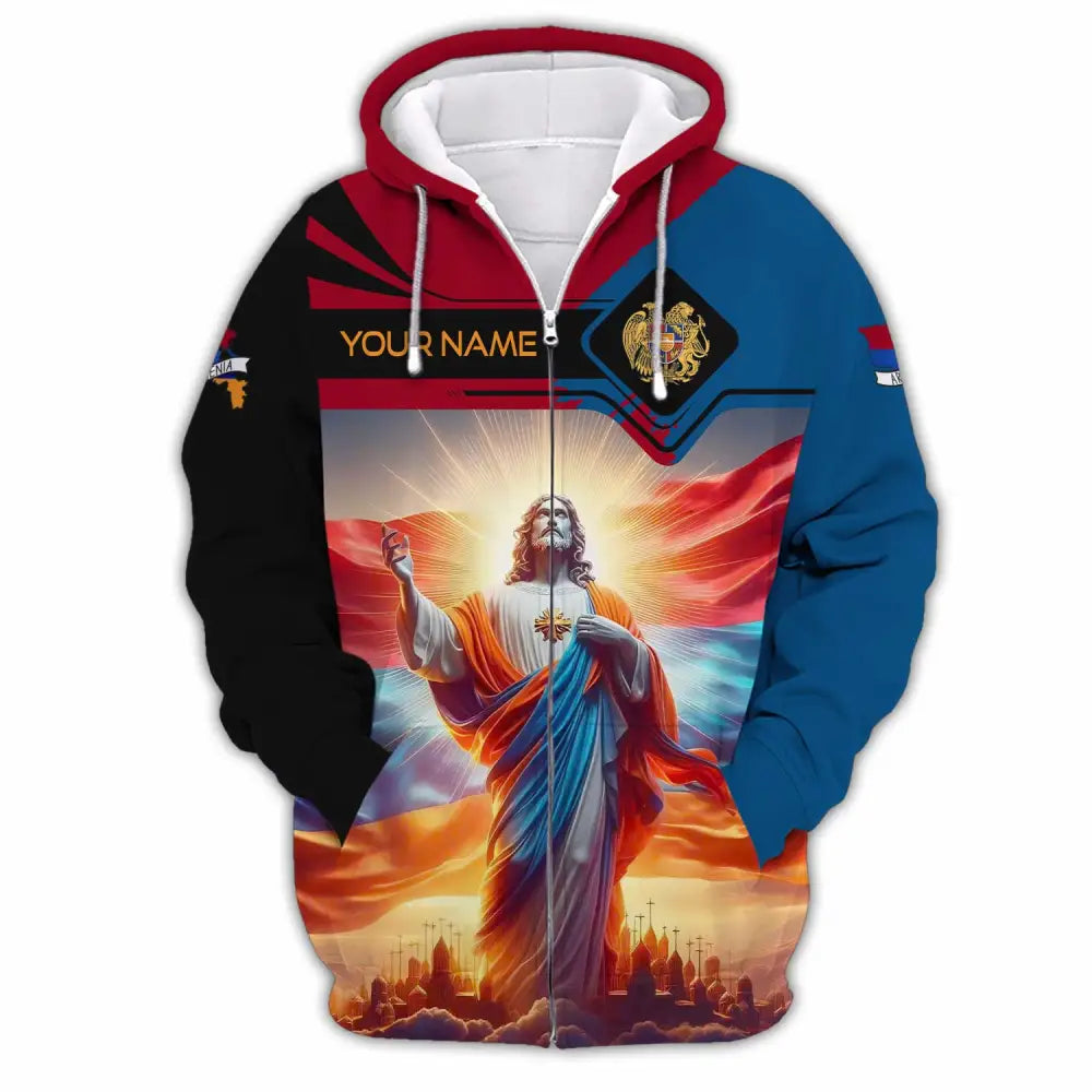 Unisex Shirt - Custom Text Shirt Jesus Armenia Zipper Hoodie / S T-shirt